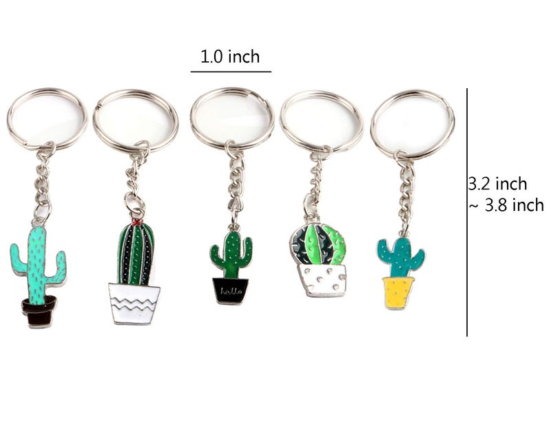 KRLIFCSL Creative Potted Cactus Style Keychains Key Rings Hang Bag Accessories Chain Bag Pendants Jewelry, 5 pc (cactus) - Image 2